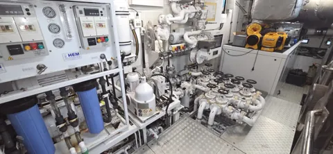 Engine room piping, controls, and onboard systems