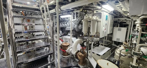 Engine-room stairs, filtration equipment, and onboard systems