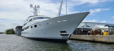 Motor yacht at the Taylor Lane dock